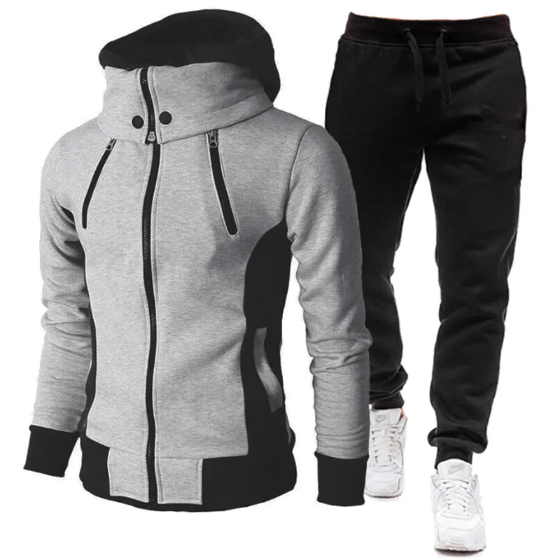 Autumn Winter Men's Tracksuit Suit Man Zipper Jacket +Pants 2 Piece Set Casual Gym Fitness Jogging Sportswear S-4XL