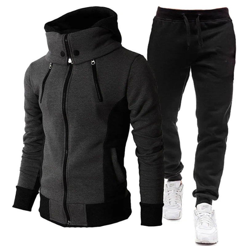 Autumn Winter Men's Tracksuit Suit Man Zipper Jacket +Pants 2 Piece Set Casual Gym Fitness Jogging Sportswear S-4XL