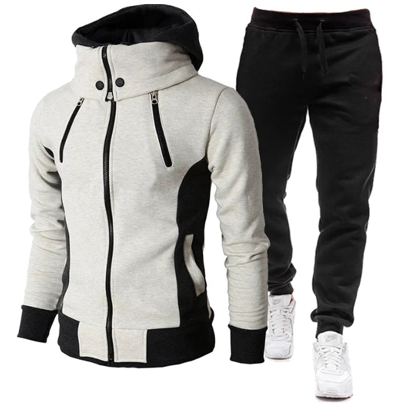 Autumn Winter Men's Tracksuit Suit Man Zipper Jacket +Pants 2 Piece Set Casual Gym Fitness Jogging Sportswear S-4XL