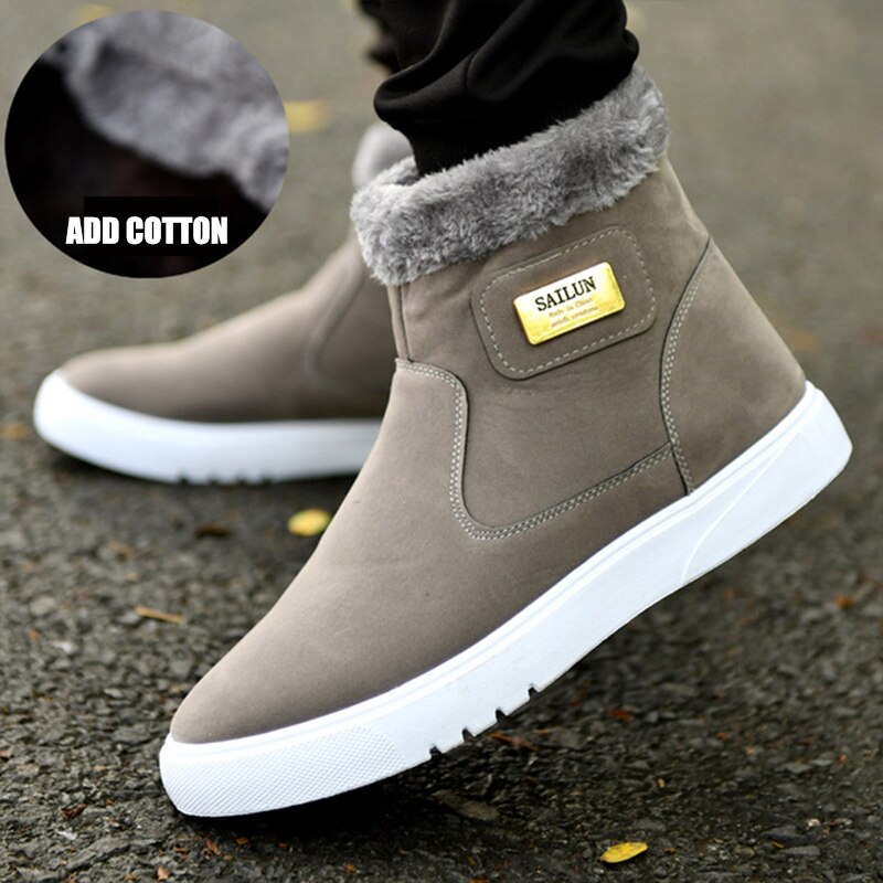 Thick Warm Men Boots Leather Shoes Men Winter Snow Boots High-top Men's Casual Shoes With Fur Plus Velvet Ankle Boots Male