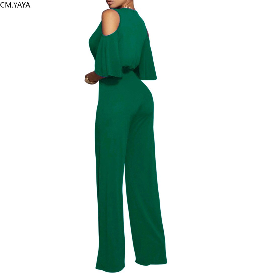 Autumn Winter women Three Quarter Sleeve CutOut Shoulder V-Neck Bodycon Jumpsuit Sexy Club Night Straight Romper Playsuit GL9408