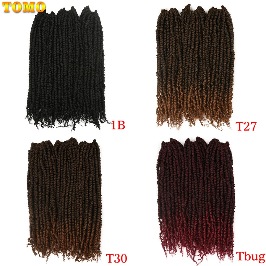 TOMO Bomb Twist Crochet Hair Synthetic 16Roots Spring Twist Pre Looped Crochet Braids Hair Extension Passion Twist for Women