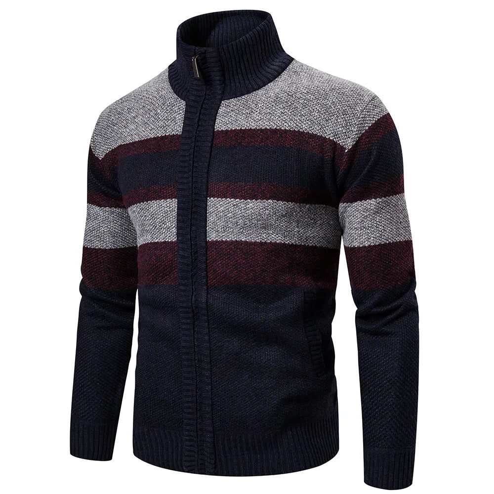 New Autumn Winter Cardigan Men Sweaters Jackets Coats Fashion Striped Knitted Cardigan Slim Fit Sweaters Coat Mens Clothing 2022