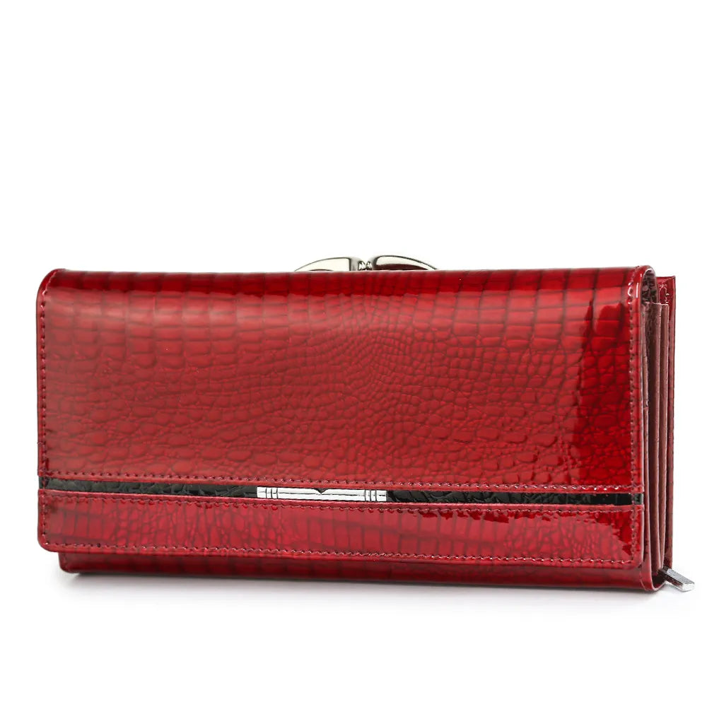 Women Genuine Leather Purse Brand Alligator Pattern Ladies Long Wallets Genuine Leather Money Bag with Coin Card Holder Clutch