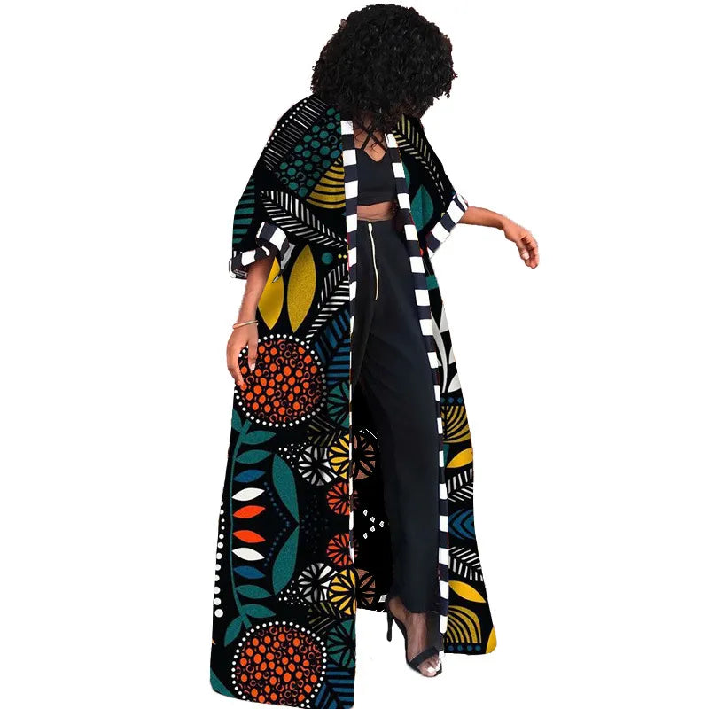 Africa Clothes for Women Dashiki Autumn Winter African Women Printing Long Shirt Cardigan Coat Dress African Dresses Women