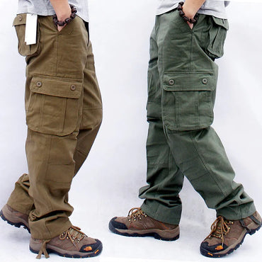 Men's Cargo Pants Casual Multi Pockets Military Tactical Pants Male Outwear Loose Straight slacks Long Trousers Plus size 44