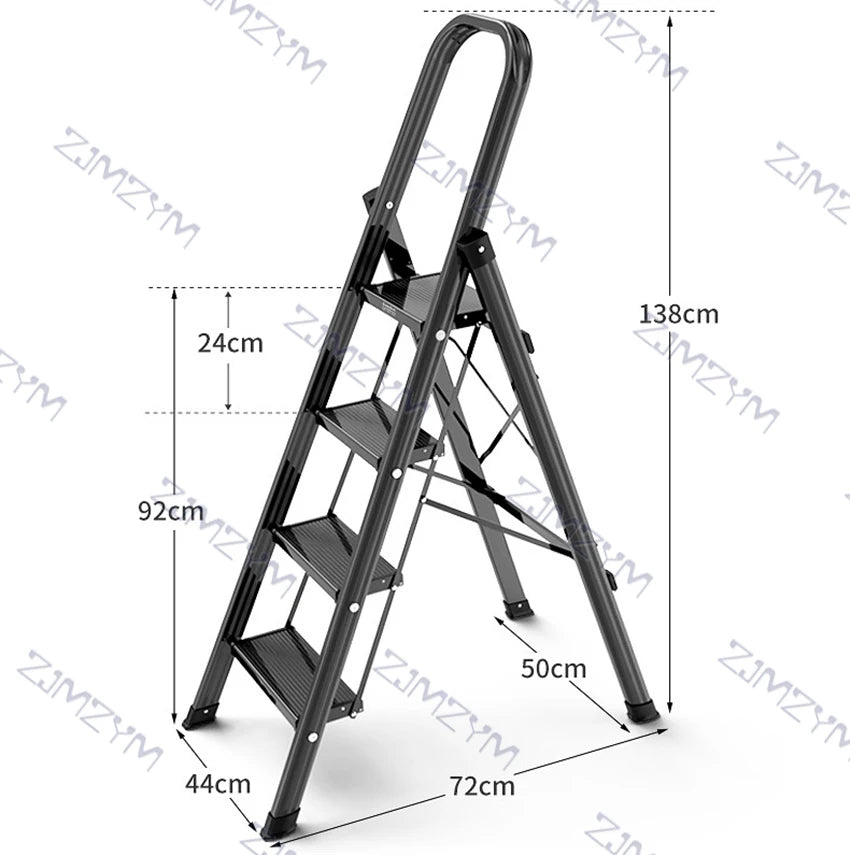 4-step Folding Ladder Thickened Aluminum Alloy Ladder Household Indoor Warehouse Telescopic Climbing Stairs Herringbone Ladder