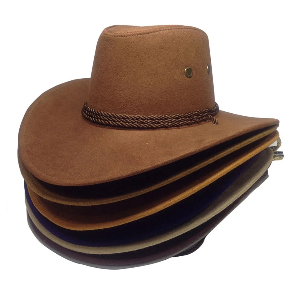 Men Summer Travel Sun Visor Wide Brim Casual Horse Riding Western Cowboy Hat Cap Autumn Jazz Plaid Hat