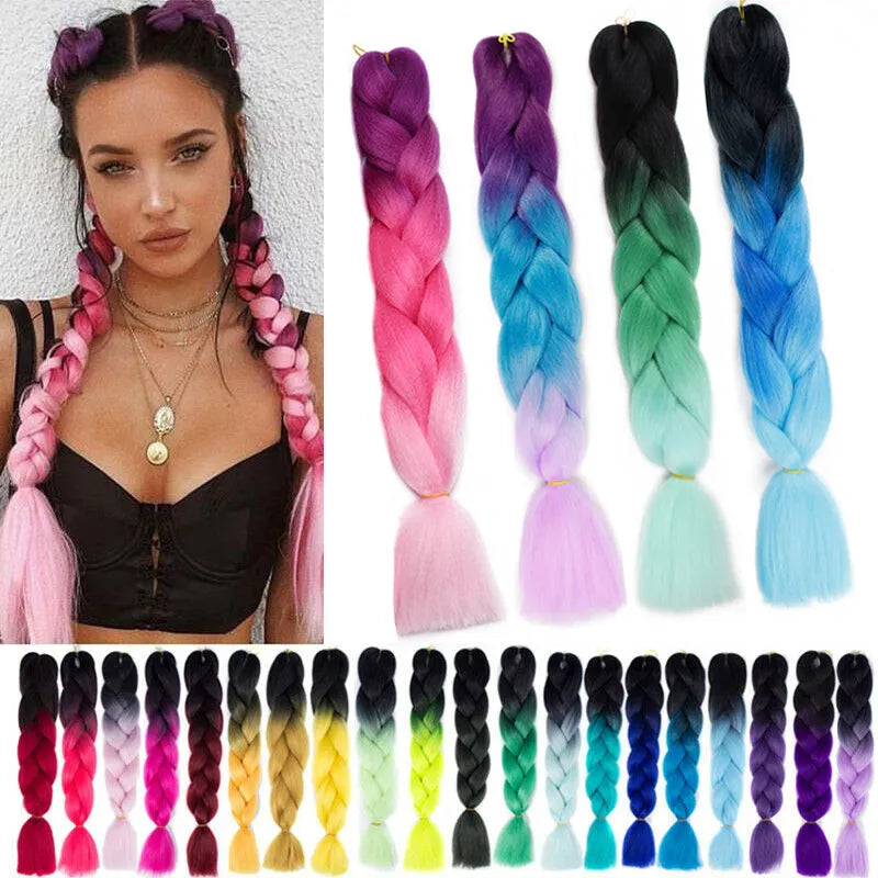 Black Star Jumbo Braiding Hair Long 24 Inch Hair Extensions 100g/Pcs Ombre Synthetic Braids Hair Twist Braiding Hair for Women