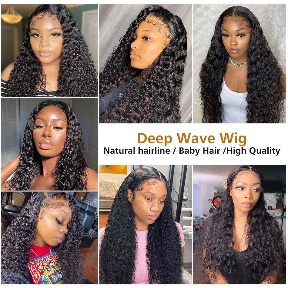 40 Inch 13x6 Hd Lace Frontal Wig Curly Human Hair Wigs For Black Women 13x4 Deep Wave Frontal Brazilian Wet And Wavy Lace Wig