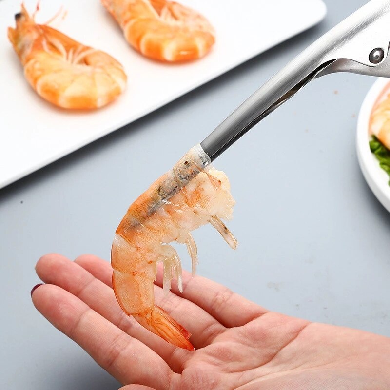 Shrimp Peeler Stainless Steel Prawn Shrimp Peeling Plier Shrimp Deveiner Peel Device Fishing Knife Creative Kitchen Gadget