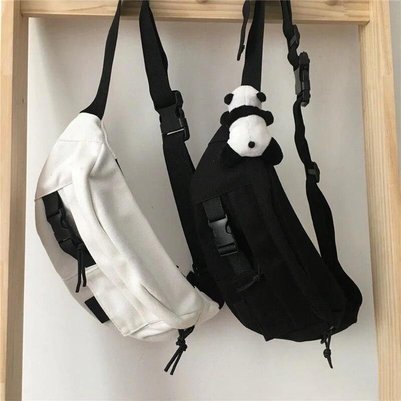 Techwear  Canvas Cross Waist Belt Phone Banana Bag Fanny Pack For Women Banane Sac Pochete Chest Bolsos