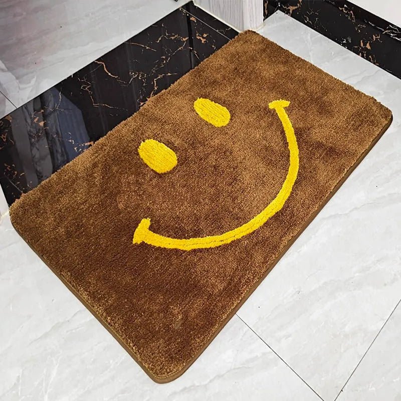 New Cartoon Carpet Mat TPR Anti-slip Door Mat 50*80cm Kitchen Pad Bathroom Bath Rugs Door Absorbent Smile Face Non-Slip Mat