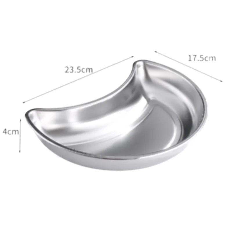 Stainless steel moon plate creative platter reunion dish combination crescent dish dinner plate snack plate