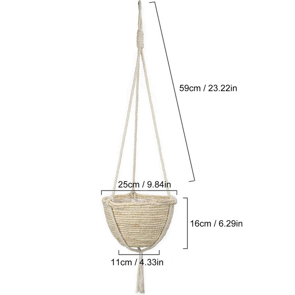 Natural Hand-woven Hanging Planter Basket Flower Pot Wall Mount Plant Holder Home Decoration For Kitchens Bathrooms Windows