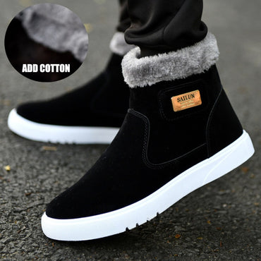 Thick Warm Men Boots Leather Shoes Men Winter Snow Boots High-top Men's Casual Shoes With Fur Plus Velvet Ankle Boots Male