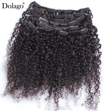 3B 3C Kinky Curly Clip In Hair Extensions Human Hair Afro Kinky Curly Clip Ins Bundles For Black Women 4A Dolago Full Head Sets