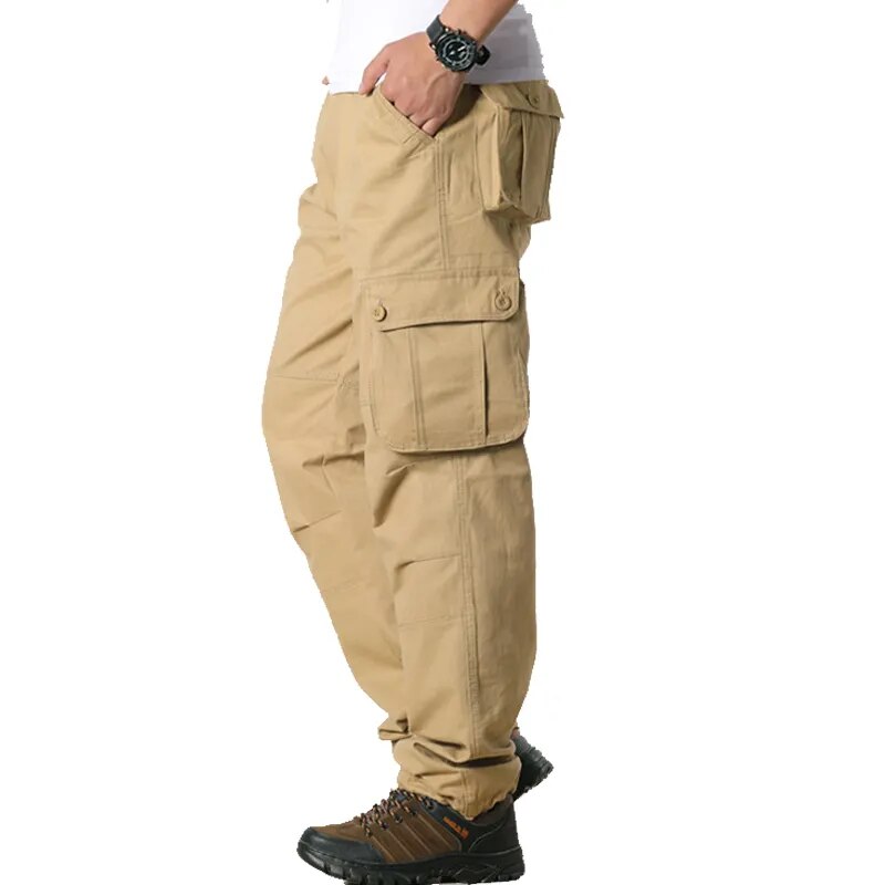 Men's Cargo Pants Casual Multi Pockets Military Tactical Pants Male Outwear Loose Straight slacks Long Trousers Plus size 44