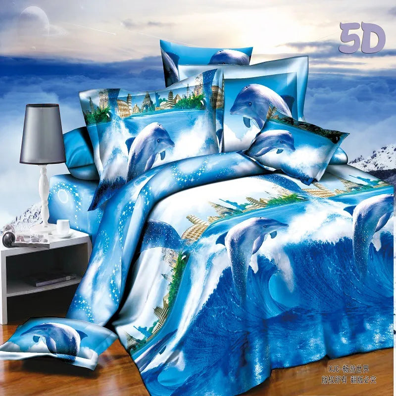 New Style White Red Flower 3D Bedding Set of Duvet Cover Bed Sheet Pillowcase Bed Clothes Comforters Cover Queen No Quilt  5