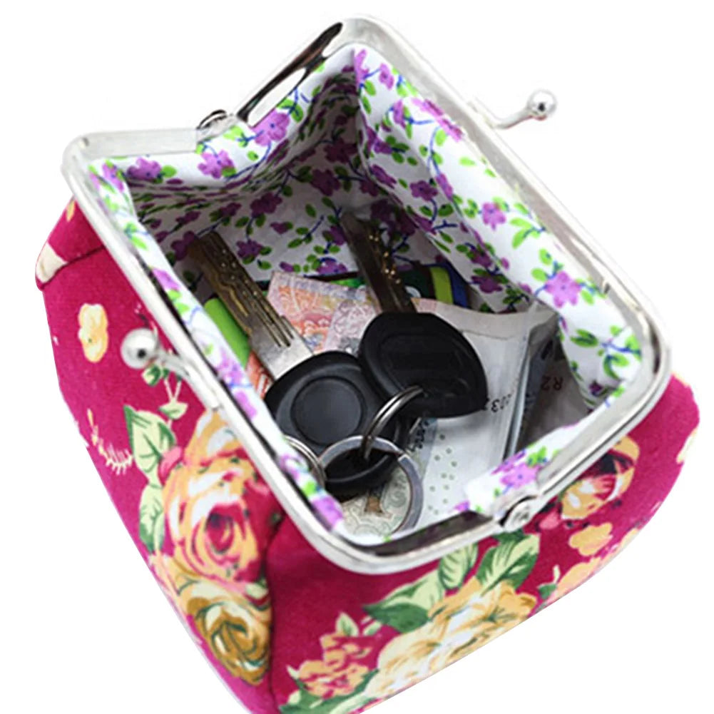 New Arrival Women Flower Printed Canvas Wallet Card Holder Coin Purse Clutch Handbag Bag For Beauty And For Health