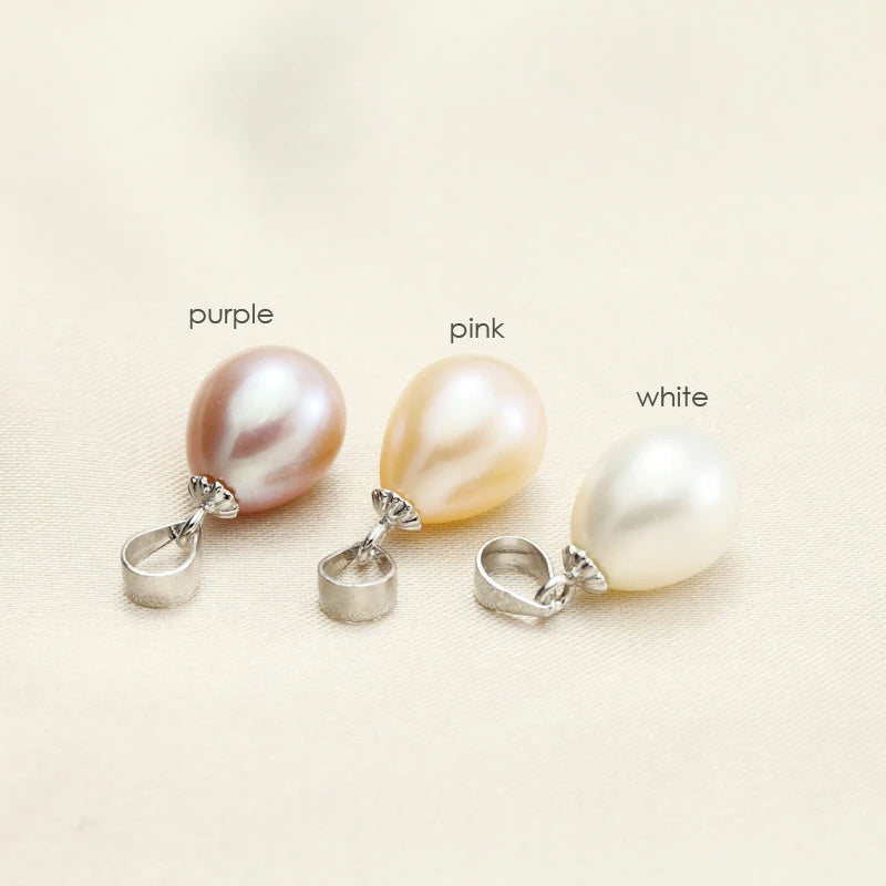 Real Freshwater Pearl Pendant For Women,Genuine White Natural Pearl Pendant 925 Sterling Silver Jewelry Daughter Birthday Gift