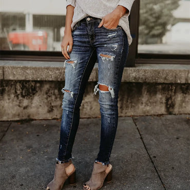 Boyfriend Hole Ripped Jeans Women Pants Cool Denim Vintage skinny push up jeans High Waist Casual ladies jeans Slim mom jeans