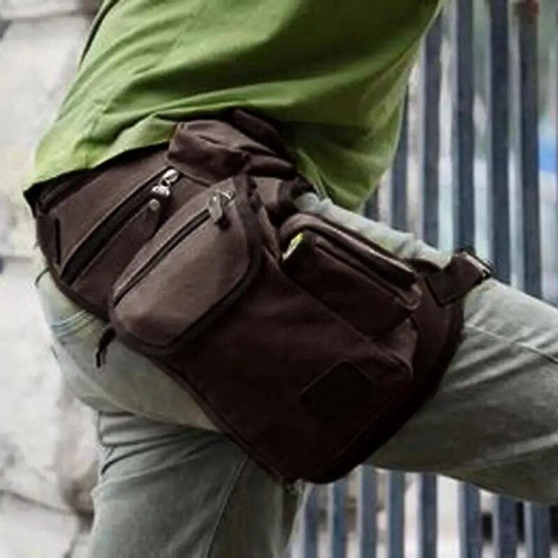 Men Canvas Drop Leg Bag Waist Bag Fanny Pack Belt Hip Bum Military travel Multi-purpose Motorcycle Messenger Shoulder Bags