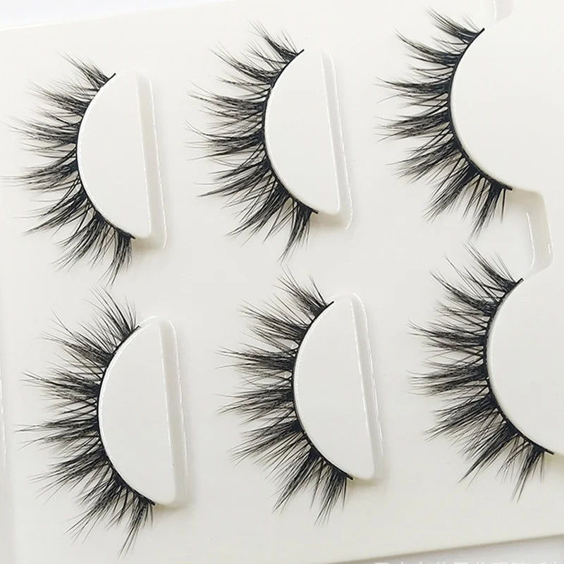 3D-09 Natural Tapered Black Terrier False Eyelashes Fashion Ball Smoke Makeup Fake Eyelashes Cross Messy Soft 3D Eye Lashes