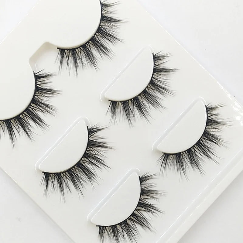 3D-09 Natural Tapered Black Terrier False Eyelashes Fashion Ball Smoke Makeup Fake Eyelashes Cross Messy Soft 3D Eye Lashes