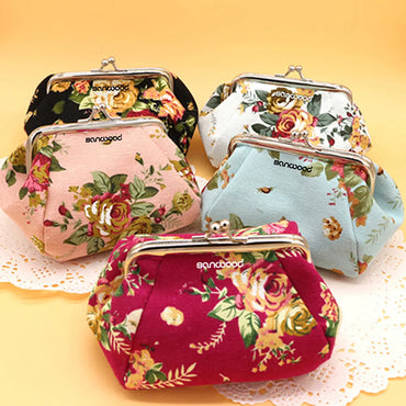 New Arrival Women Flower Printed Canvas Wallet Card Holder Coin Purse Clutch Handbag Bag For Beauty And For Health