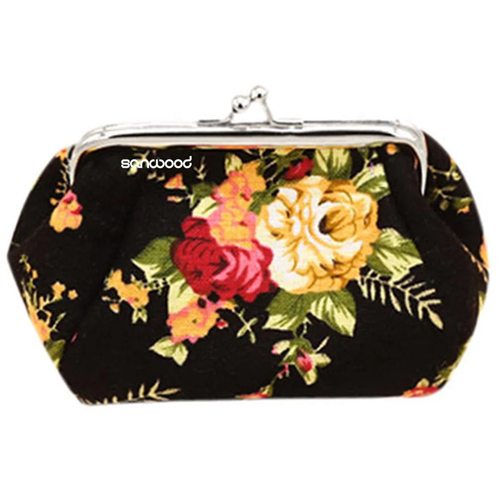 New Arrival Women Flower Printed Canvas Wallet Card Holder Coin Purse Clutch Handbag Bag For Beauty And For Health