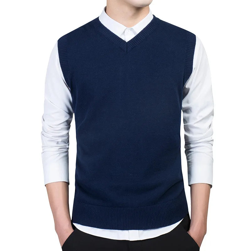 New 100% Cotton Sweater Men Long Sleeve Cardigan Mens V-Neck Sweaters Loose Solid Button Fit Knitting Casual Style Clothing