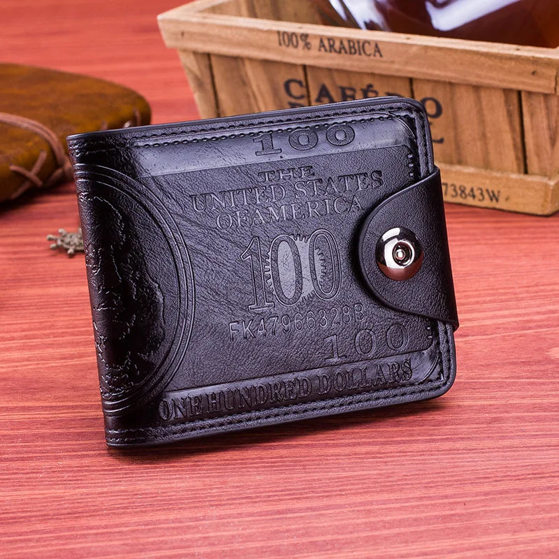 New Fashion Dollar Price Pattern Designer Men's Wallets Casual Credit Card Holder Purse Wallet for Male Boy