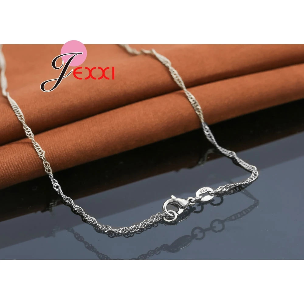 925 Sterling Silver Jewelry Set 18 Color Crystal Pendant Necklace Hoop Earrings For Women Promotion Brincos Wholesale