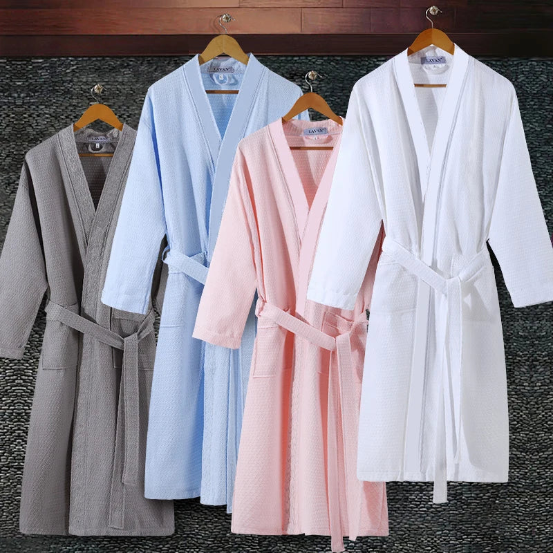 On Sale Men Kimono Bath Robe Suck Water Plus Size Summer Waffle Bathrobe Towel Women Dressing Gown Spa Bridesmaid Sleepwear Sexy