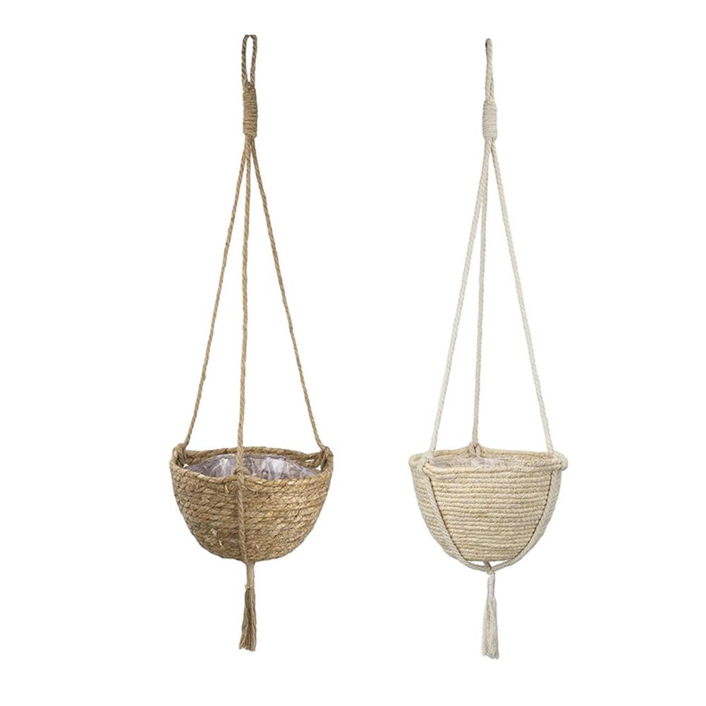 Natural Hand-woven Hanging Planter Basket Flower Pot Wall Mount Plant Holder Home Decoration For Kitchens Bathrooms Windows