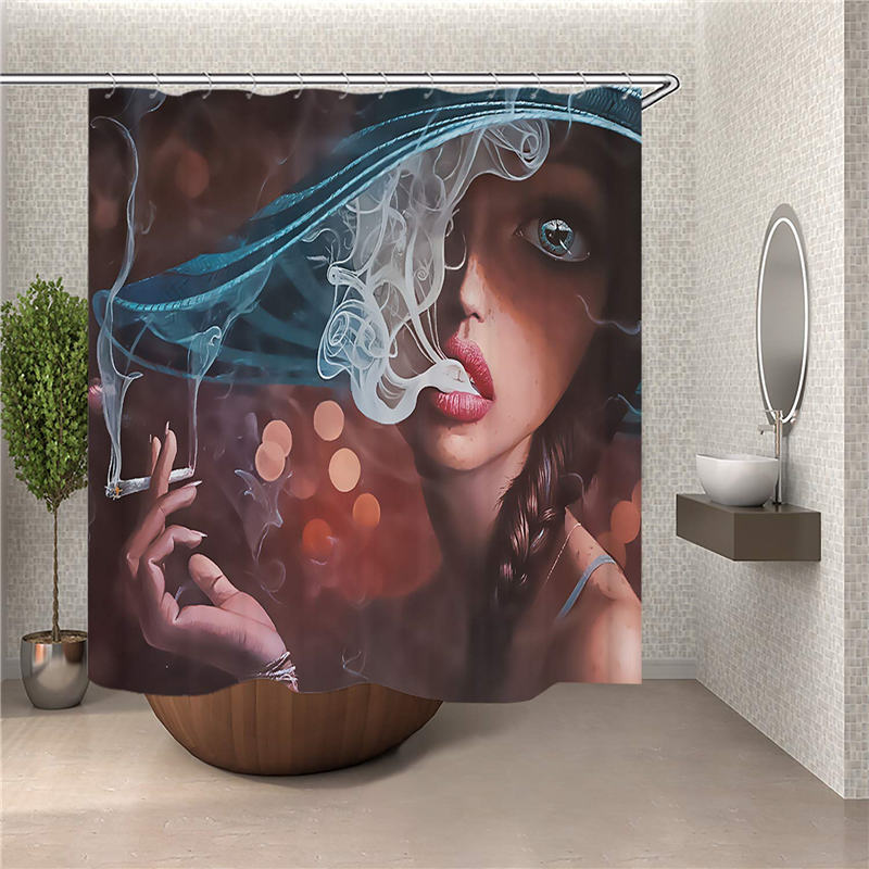 Sexy Afro Lady African American Black Women Girls Art Shower Curtains Waterproof Fabric Bathroom Curtain