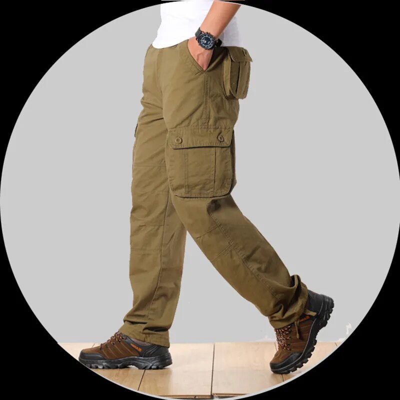 Men's Cargo Pants Casual Multi Pockets Military Tactical Pants Male Outwear Loose Straight slacks Long Trousers Plus size 44