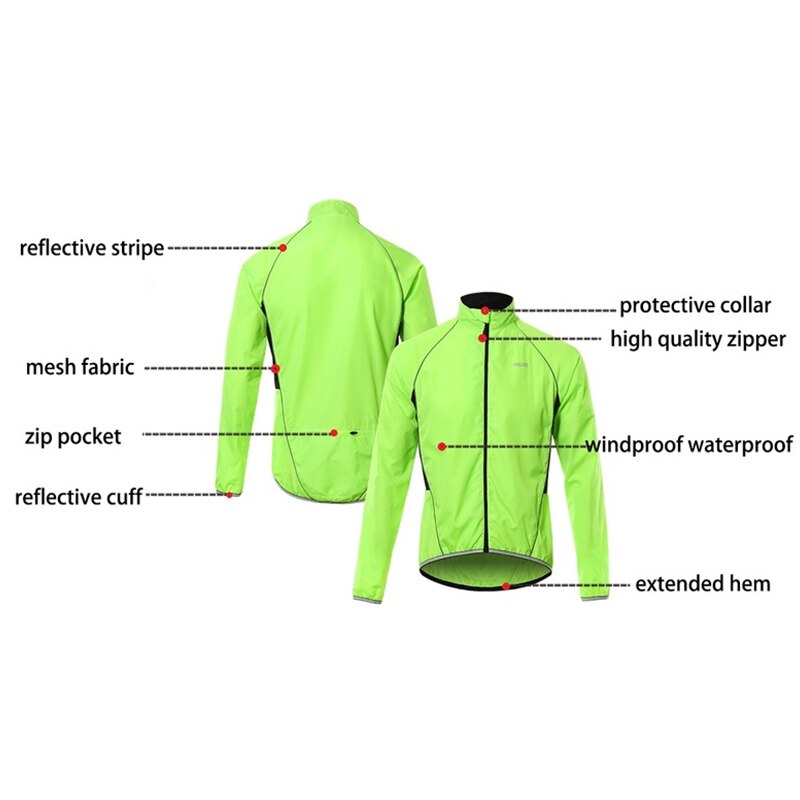 Men Cycling Windbreaker Wind jacket Windproof Waterproof Mountain Bike MTB Clothing Reflective Bicycle Wind Coat Jersey