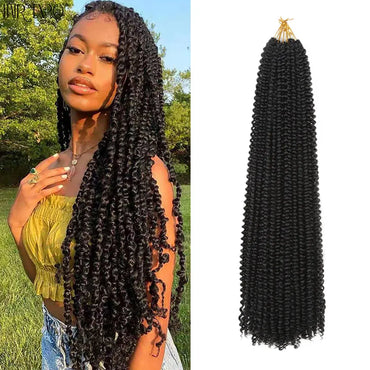 30" Passion Twist Crochet Hair Pre-Looped Synthetic Braiding Hair Extensions Ombre Pre-Twisted Water Wave Braids Hair Expo City