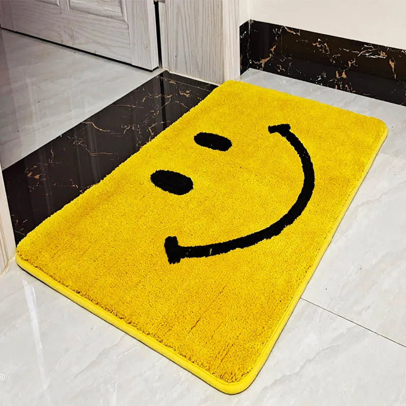 New Cartoon Carpet Mat TPR Anti-slip Door Mat 50*80cm Kitchen Pad Bathroom Bath Rugs Door Absorbent Smile Face Non-Slip Mat