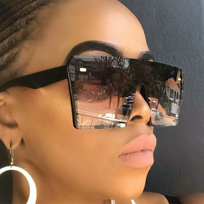 Vintage Square Sunglasses Woman Oversized Gradient Plastic Sun Glasses Ladies Sports Style Cool Fashion Mirror Oculos De Sol