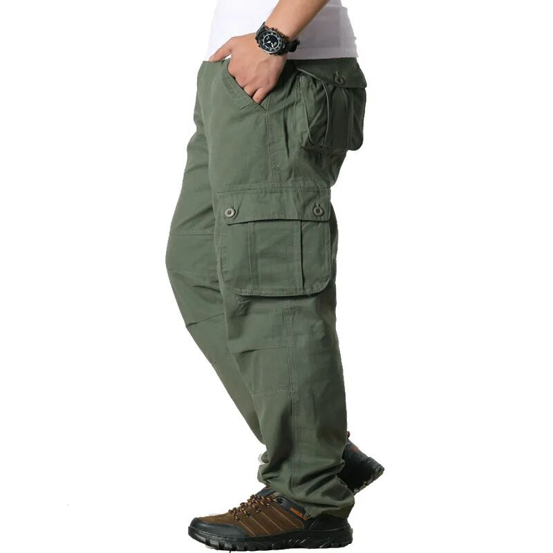 Men's Cargo Pants Casual Multi Pockets Military Tactical Pants Male Outwear Loose Straight slacks Long Trousers Plus size 44