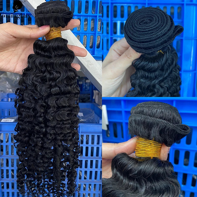 3B 3C Human Hair Bundles Kinky Curly Hair Extension Human Hair Weave Brazilian Remy Human Hair Bundle Hair Weft For Black Women