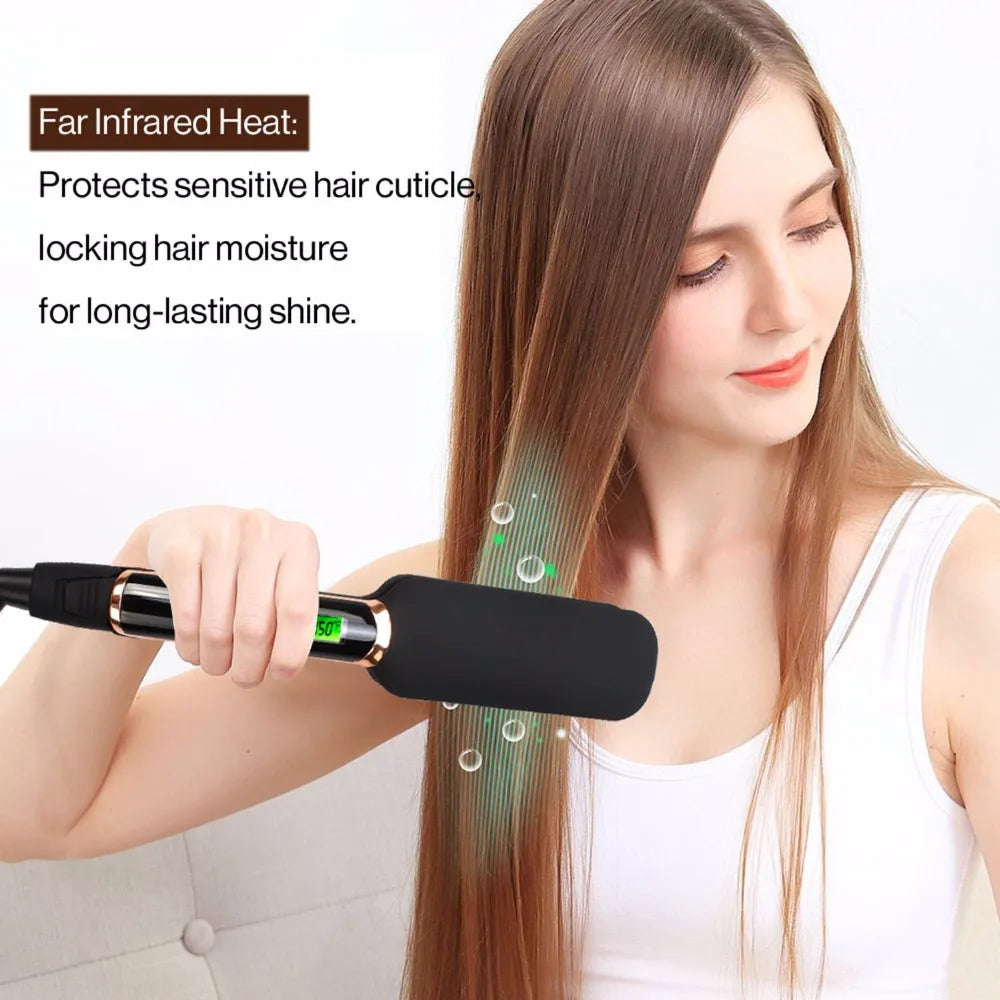 Infrared Hair Straightener Professional Ionic Ceramic Tourmaline Plates MCH 30s Fast Heating 2 In 1 Curler Keratin Flat Iron