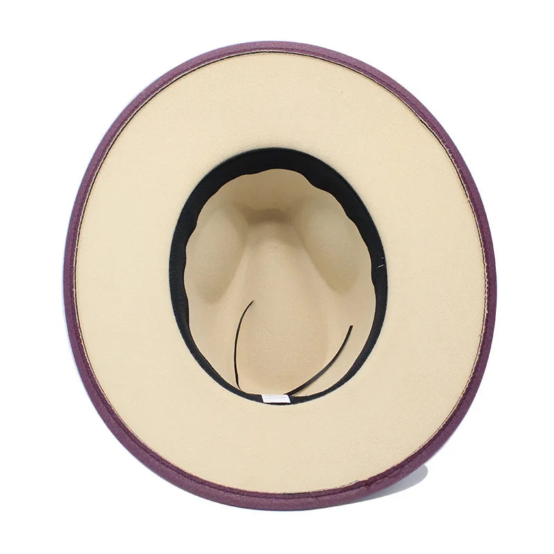 winter hats women Wide Brim purple Gradient two-tone jazz caps Men hats church fashion Panama wool cowboy hat wholesale