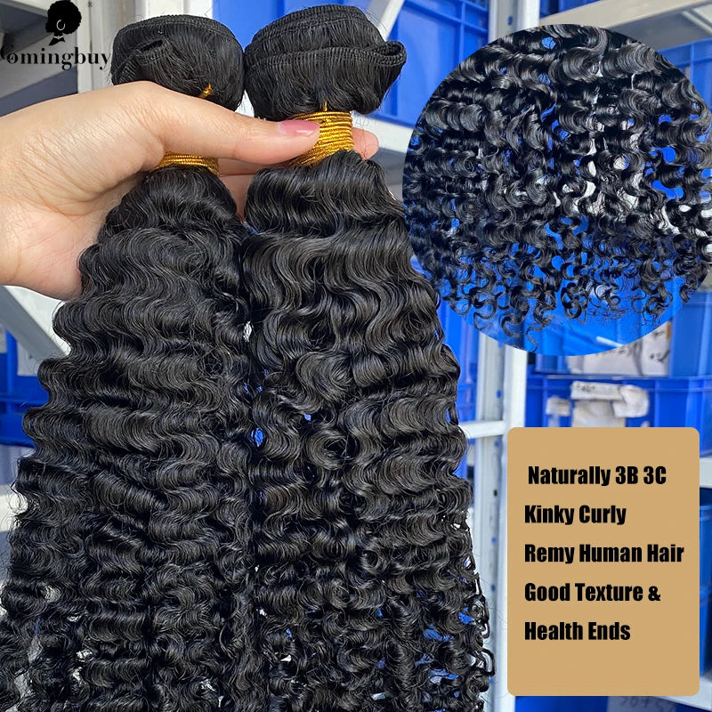 3B 3C Human Hair Bundles Kinky Curly Hair Extension Human Hair Weave Brazilian Remy Human Hair Bundle Hair Weft For Black Women