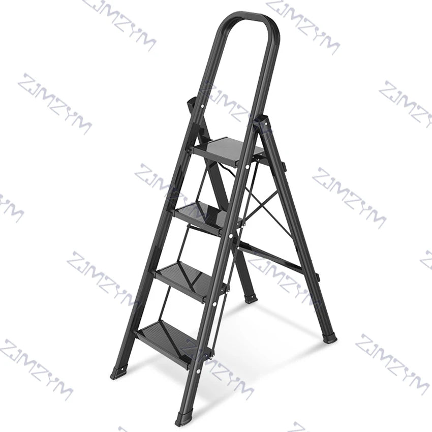 4-step Folding Ladder Thickened Aluminum Alloy Ladder Household Indoor Warehouse Telescopic Climbing Stairs Herringbone Ladder