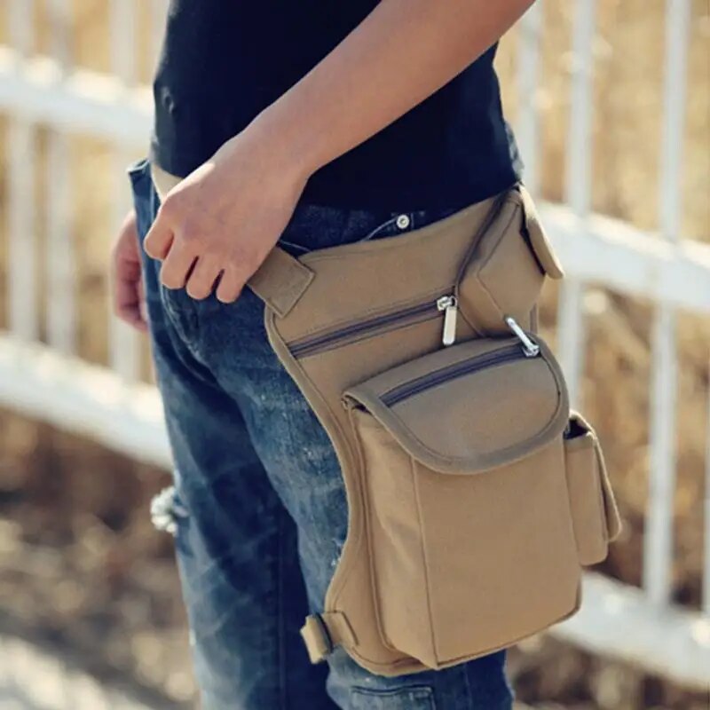 Men Canvas Drop Leg Bag Waist Bag Fanny Pack Belt Hip Bum Military travel Multi-purpose Motorcycle Messenger Shoulder Bags