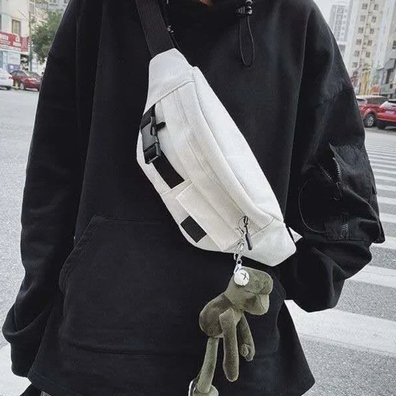 Techwear  Canvas Cross Waist Belt Phone Banana Bag Fanny Pack For Women Banane Sac Pochete Chest Bolsos